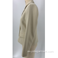 Blazer casual de negocios blanco roto para mujer